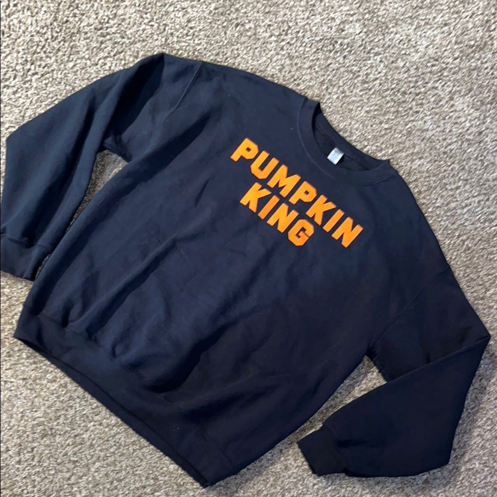Pumpkin King Black Sweatshirt with Orange 'Pumpkin King' Print large